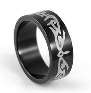Hip Hop Black Gothic Stainless Steel Ring MR044