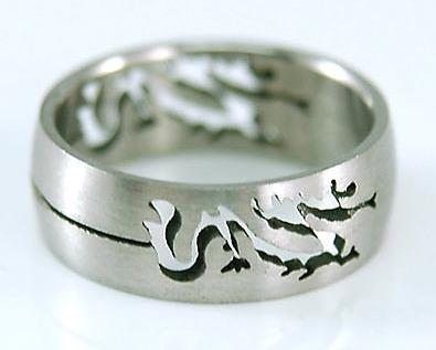 Gothic Style Silver Dragon Stainless Steel Ring MR047