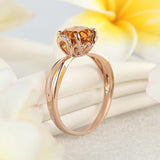 14K Rose Gold Wedding Promise Ring Floral Yellow Citrine Natural Diamond