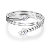 Solid 14K White Gold Trendy Ring 0.2 Ct Diamond 585 Fine Jewelry