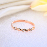 14K Solid Rose Gold Wedding Band Stackable Ring 0.03 Ct Diamond