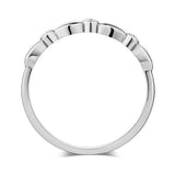 14K Solid White Gold Wedding Band Stackable Ring 0.03 Ct Diamond