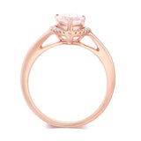 14K Rose Gold Wedding Engagement Ring Peach Color Morganite 0.11 CT Natural Diamonds