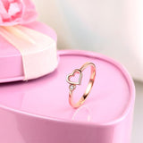 14K Rose Gold Wedding Band Anniversary Heart Bridal Ring 0.02 Ct Diamond