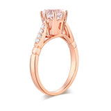 14K Rose Gold Wedding Engagement Ring 1.2 Ct Topaz 0.1 Ct Natural Diamonds