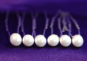 6 pcs X Bridal Wedding Quality Pearl Hair Pins XP1000