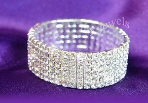 6 Row Bridal Wedding Crystal Rhinestone Bangle Bracelet XB906