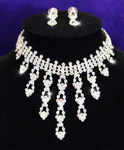 Bridal Wedding Crystal Necklace Earrings Set XS1023