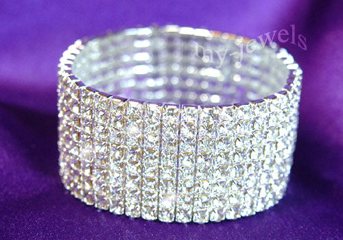 8 Row Bridal Fashion Clear Crystal Rhinestone Bracelet XB908