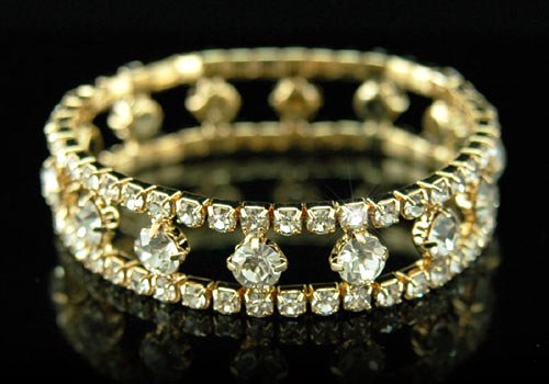 Bridal Fashion Clear Rhinestone Gold Plated Bracelet XB014