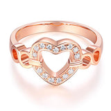Women 14K Rose Gold Heart Wedding Band Anniversary Promise Ring 0.1 Ct Diamond