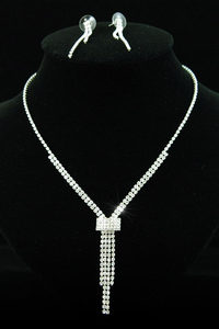Bridal Crystal Rhinestone Necklace Earrings Set XS1067
