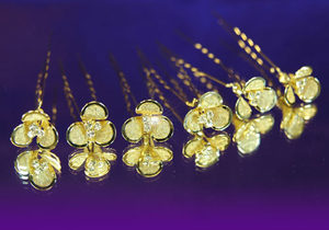 6 X Bridal Wedding Flower Rhinestone Gold Hair Pins XP1078