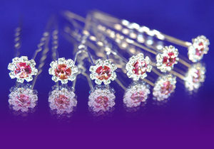 6 X Bridal Wedding Pink Flower Crystal Hair Pins XP1084