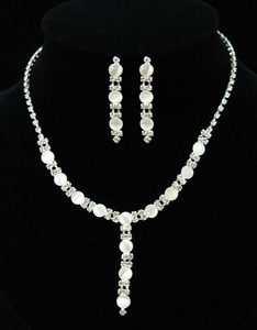 White Cat Eye Stone Necklace Bracelet Ring Earrings Set XS1084