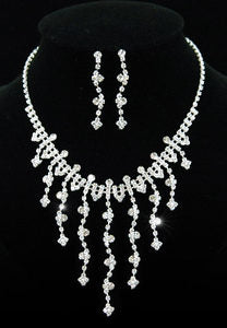 Bridal Crystal Rhinestone Necklace Earrings Set XS1089