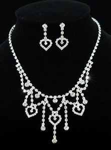 Bridal Hearts Crystal Necklace Earrings Set XS1092