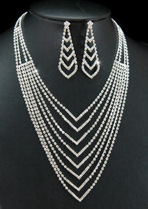 Queen Sparkling Rhinestone Necklace Earrings Set XS1129