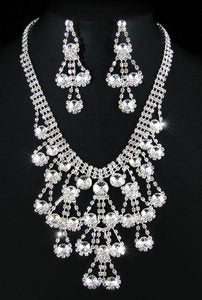 Drag Queen Crystal Rhinestone Necklace Earrings Set XS1130