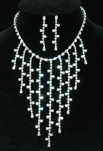Bridal Queen Crystal Necklace Earrings Set XS1133