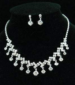 Bridal Crystal Necklace Earrings Set XS1141