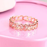 14K Rose Gold Heart Wedding Band Women Ring 0.07 Ct Diamond 585 Fine Jewelry