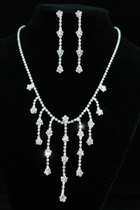 Bridal Wedding Dangle Rhinestone Necklace Earrings Set XS1148