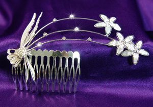 Bridal Flower Clear Crystal Rhinestone Comb XT1190