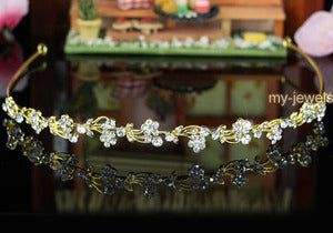 Bridal Flower Crystal Gold Plated Headband Tiara XT1209