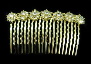 Bridal Sparkling Crystal Gold Plated Comb XT1233