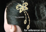 Bridal Wedding Butterfly Crystal Gold Side Hair Comb XT1324