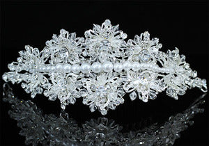 Bridal Sparkling Crystal Faux Pearl Tiara Comb XT1416