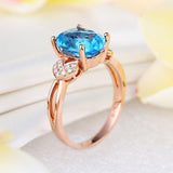 14K Rose Gold Wedding Engagement Ring 3.5 Ct Swiss Blue Topaz & Natural Diamond