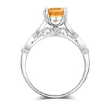 Vintage Style 14K White Gold Engagement Ring 1.2 Ct Citrine Natural Diamonds
