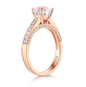 14K Rose Gold Wedding Engagement Ring 1.2 Ct Topaz 0.42 Ct Natural Diamonds