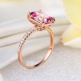 14K Rose Gold Wedding Engagement Ring 2.8 Ct Pink Topaz 0.16 Ct Natural Diamonds