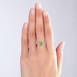 14K White Gold Wedding Engagement Ring 1.4 Ct Peridot 0.14 Ct Natural Diamonds