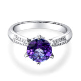 14K White Gold Wedding Engagement Ring 2 Ct Purple Topaz 0.1 Ct Natural Diamonds