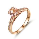 Vintage Style 14K Rose Gold Engagement Ring Peach Morganite Natural Diamonds