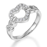 14K White Gold Heart Women Wedding Band Anniversary Promise Ring 0.1 Ct Diamond