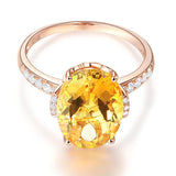 14K Rose Gold Luxury Anniversary Ring 5.2 Ct  Citrine 0.22 Ct Natural Diamond