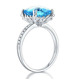 14K White Gold Wedding Anniversary Ring 4.5 Ct Cushion Swiss Blue Topaz Diamond