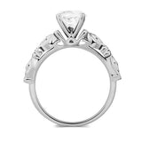 14K White Gold Vintage Wedding Engagement Ring 1.2 Ct Topaz & Natural Diamonds
