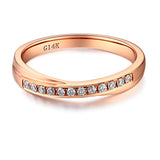Matching 14K Rose Gold Women Wedding Band Ring 0.14 Ct Diamonds