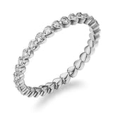 14K Solid White Gold Heart Eternity Wedding Band Stacking Ring 0.33 Ct Diamonds