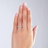 14K Solid White Gold Wedding Band Half Eternity Ring 0.17 Ct Diamonds 