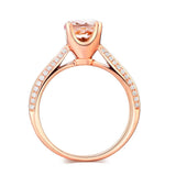 14K Rose Gold Bridal Wedding Engagement Ring 1.2 Ct Peach Morganite 0.2 Ct Natural Diamond