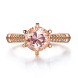 14K Rose Gold Wedding Engagement Ring Peach Morganite Natural Diamonds
