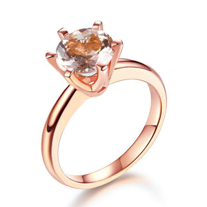14K Rose Gold Bridal Wedding Engagement Solitaire Ring 1.2 Ct Peach Morganite  6 Claws