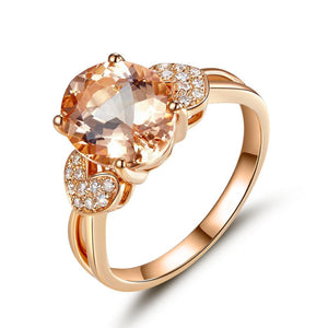 14K Rose Gold Wedding Engagement Ring 3.5 Ct Oval Peach Morganite & Natural Diamond